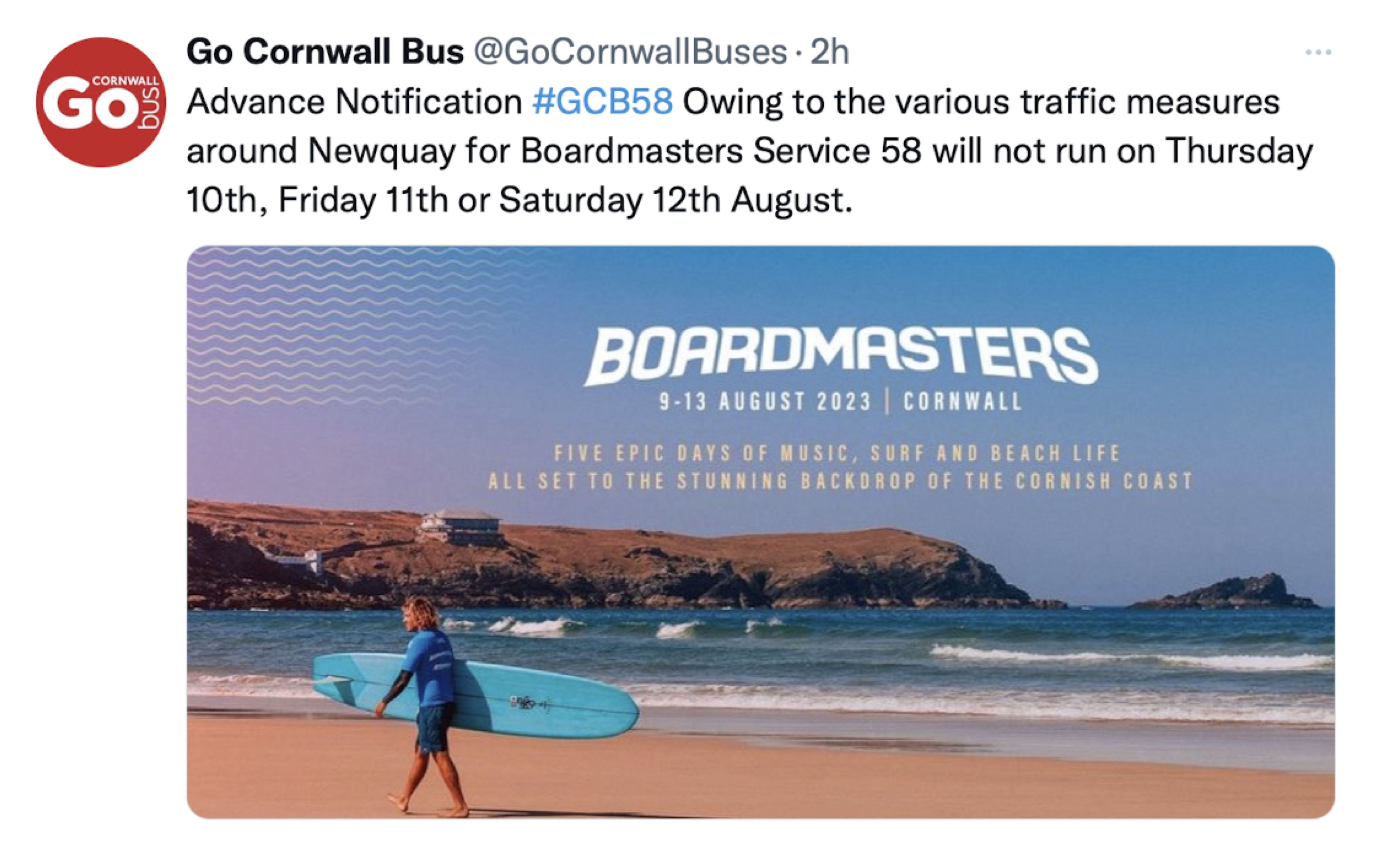 GoCornwall tweet-Boardmasters