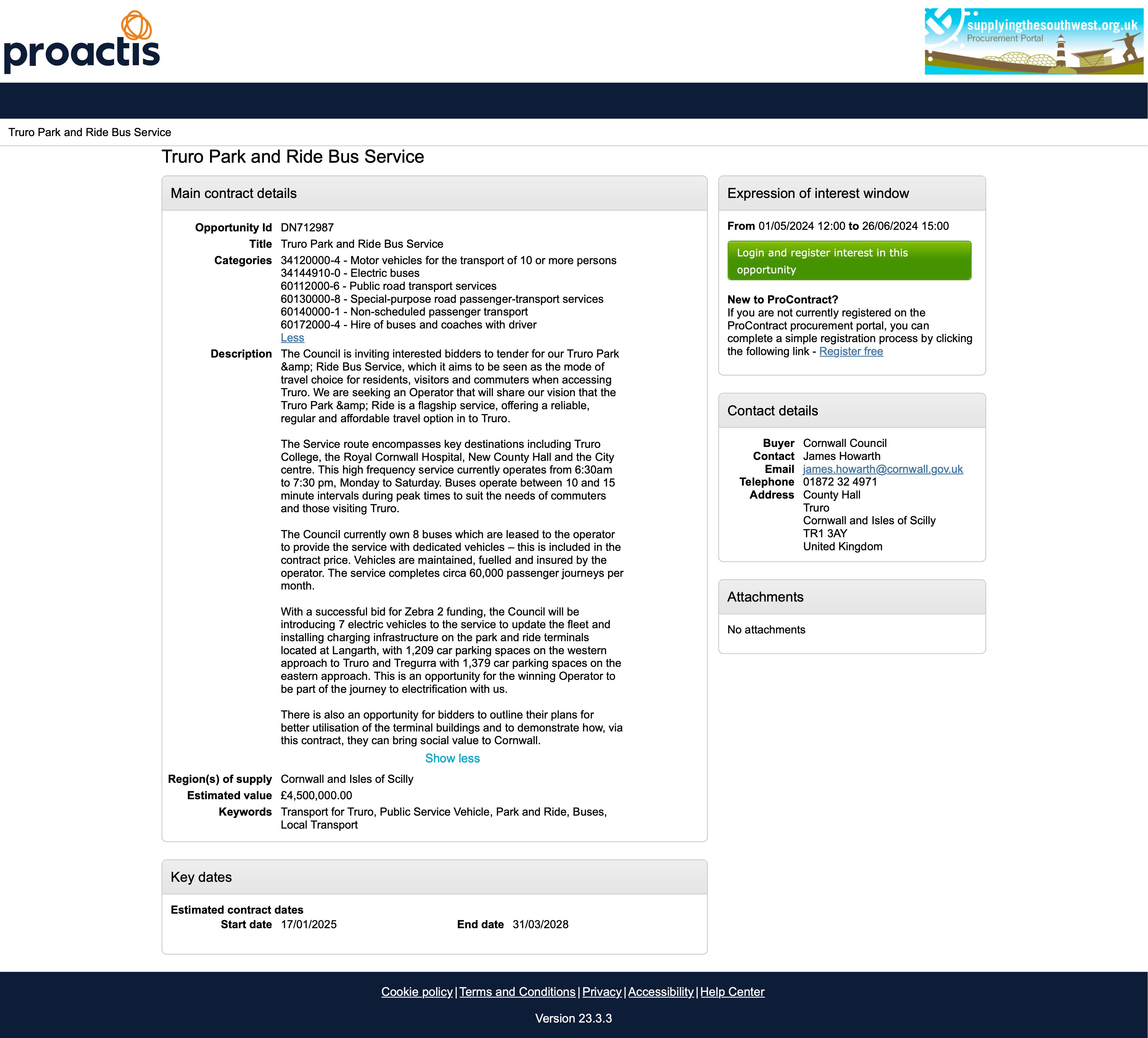 Park and ride tender notice
