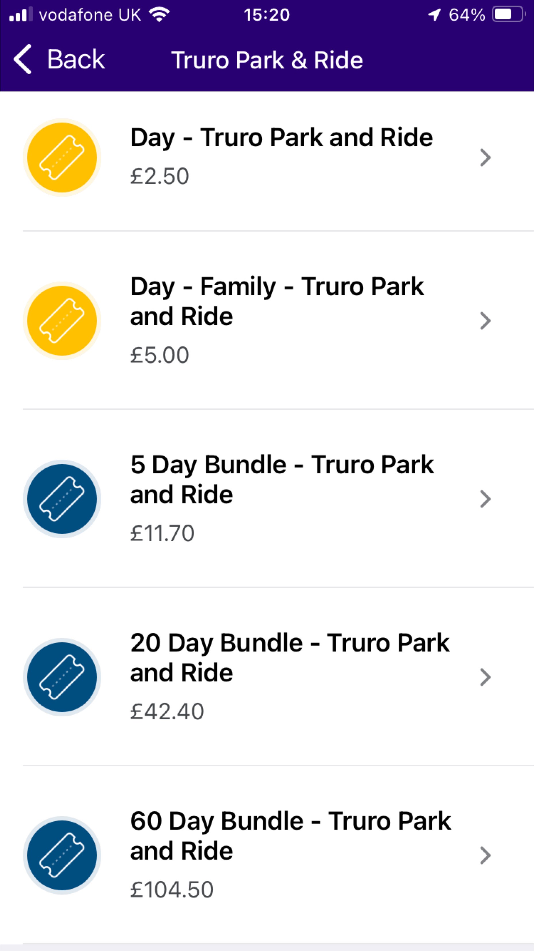 First parkride ticket options