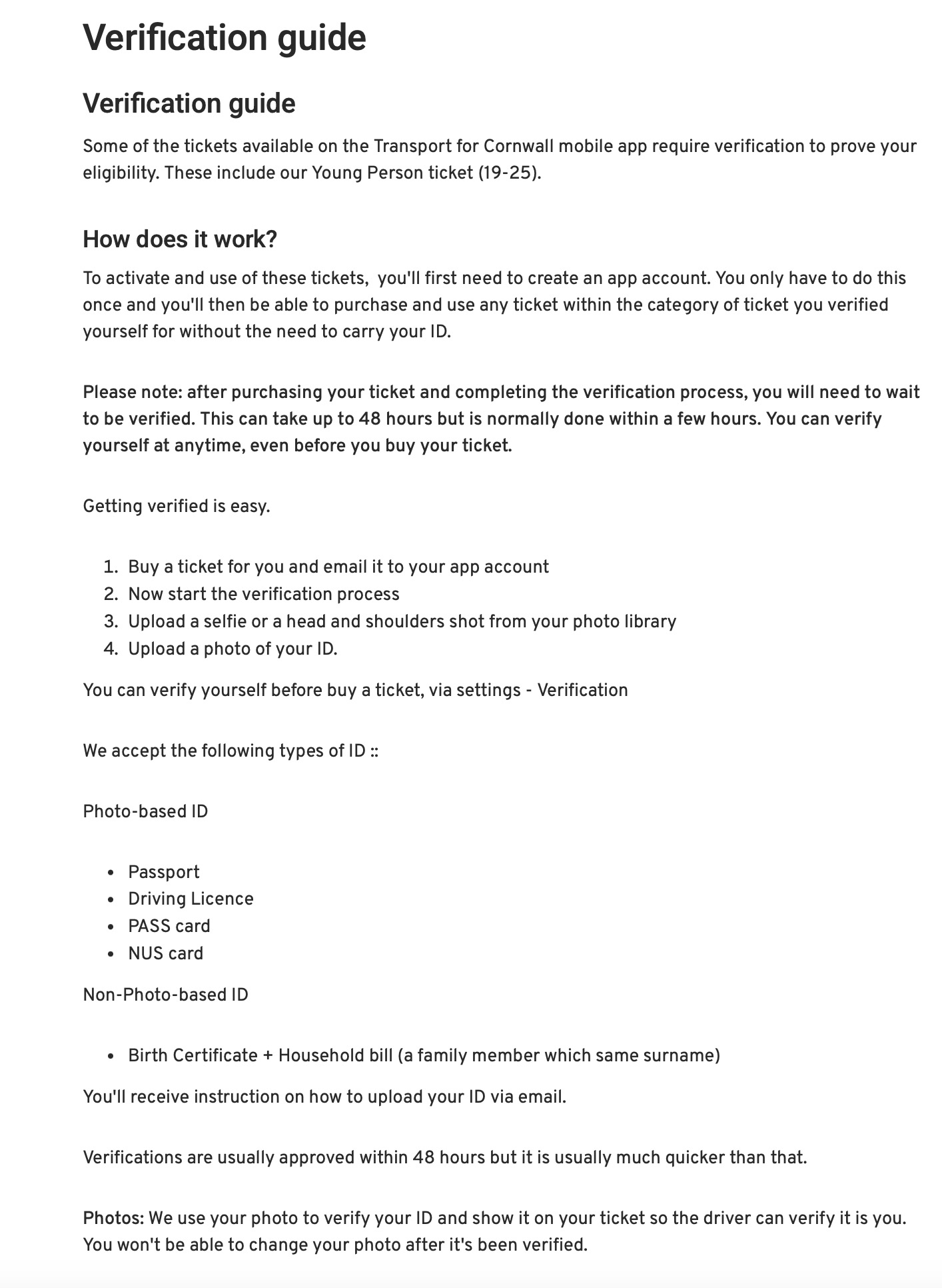 Young person verification guide